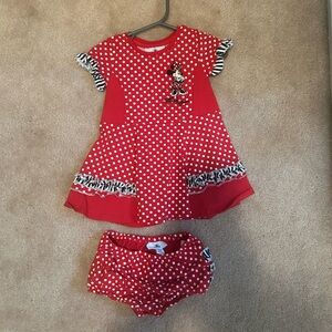 Adorable girls Minnie Mouse dress with diaper cover